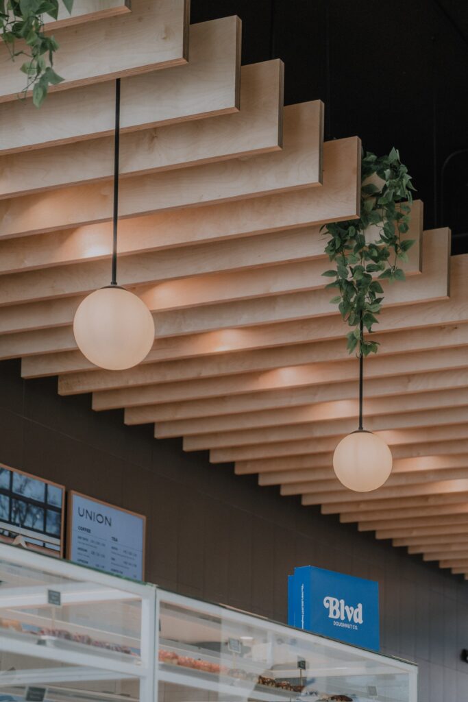 Union Coffee ceiling and lighting